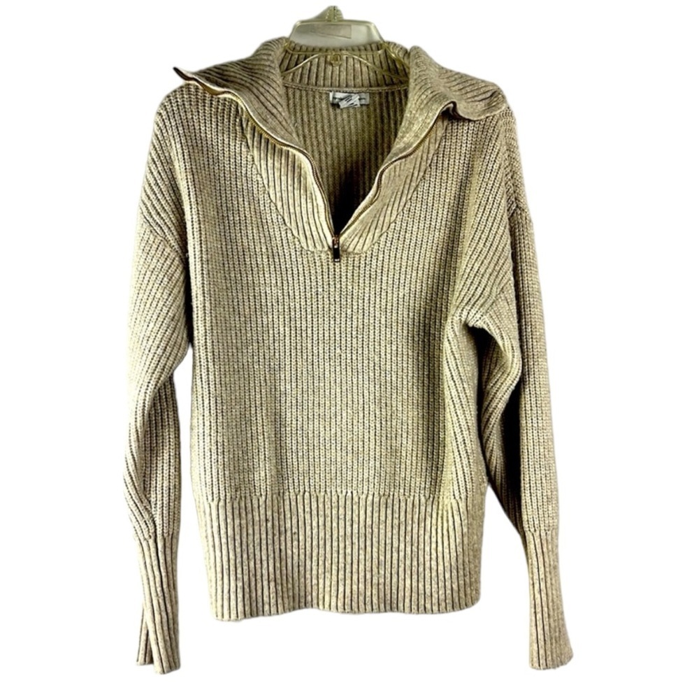 Cupcakes and Cashmere pullover zip up cowl neck sweater Sz L